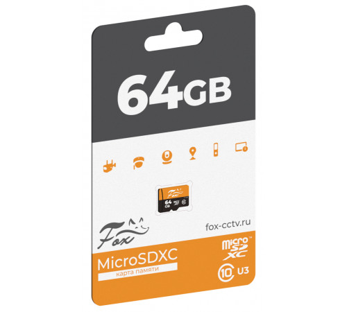 Fox Флеш карта microSDXC 64Gb Class 10 U3